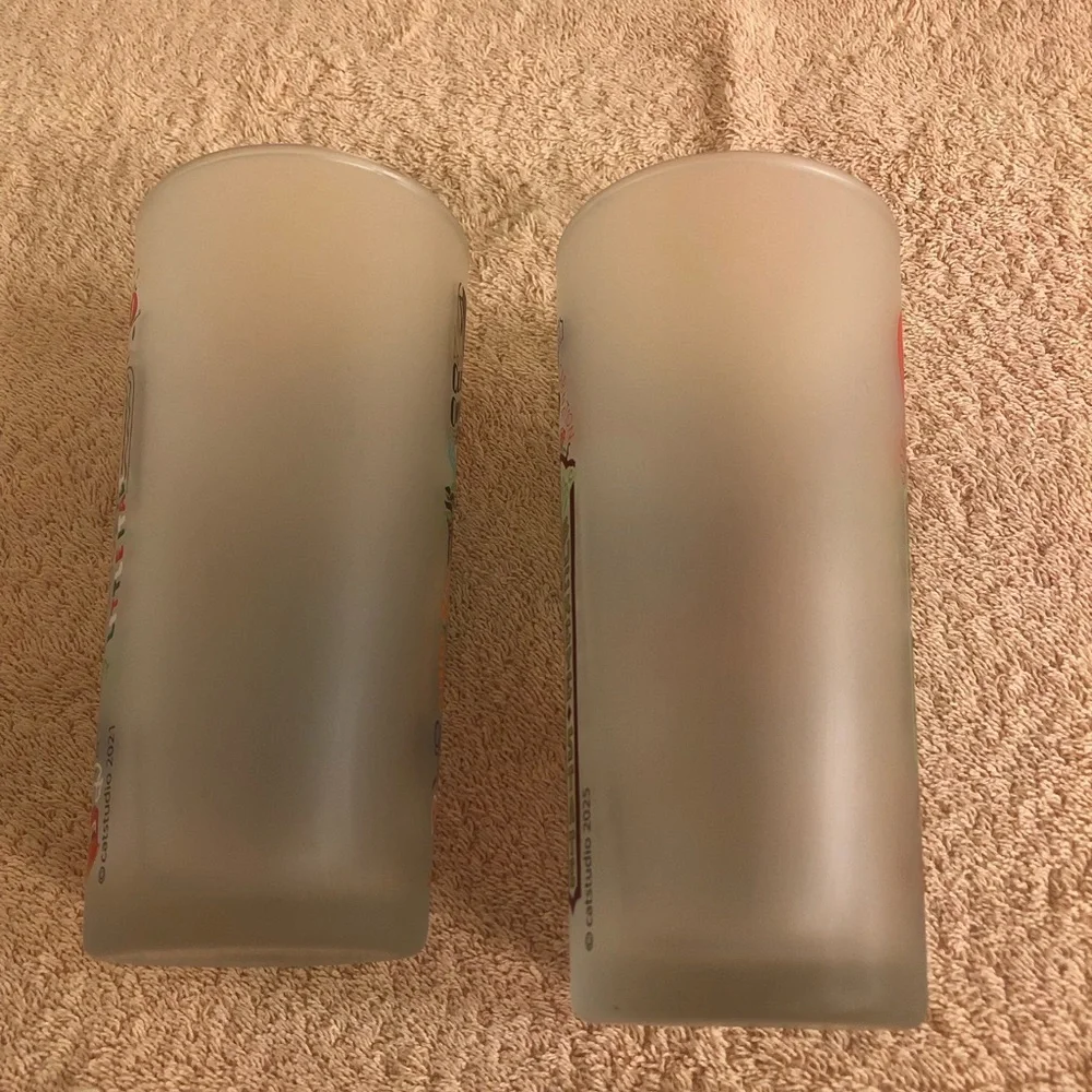 Lot of 2 6” Frosted Ohio & Cleveland Souvenir Glasses
